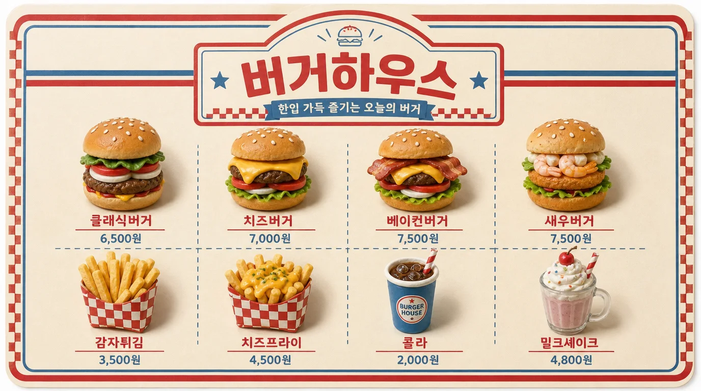 가게 메뉴를 3D 음식 아이콘으로 꾸미는 AI 프롬프트